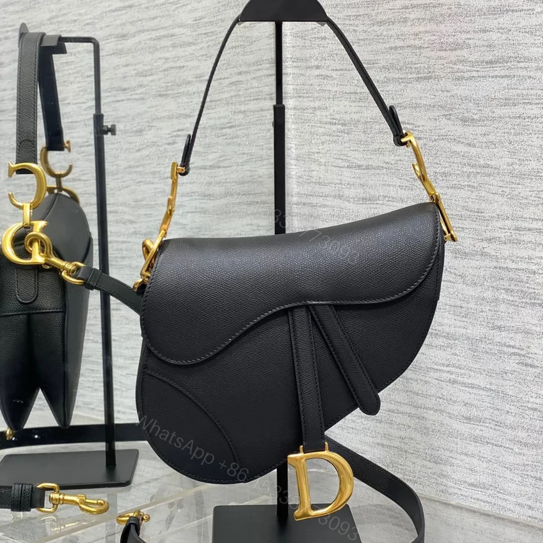 Christian Dior Saddle Bag in Black Gold Hardware — view 1