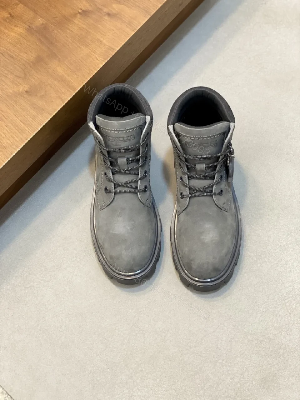 View 9 of Graphite Suede Rugged-Chic Boots with Plush Collar