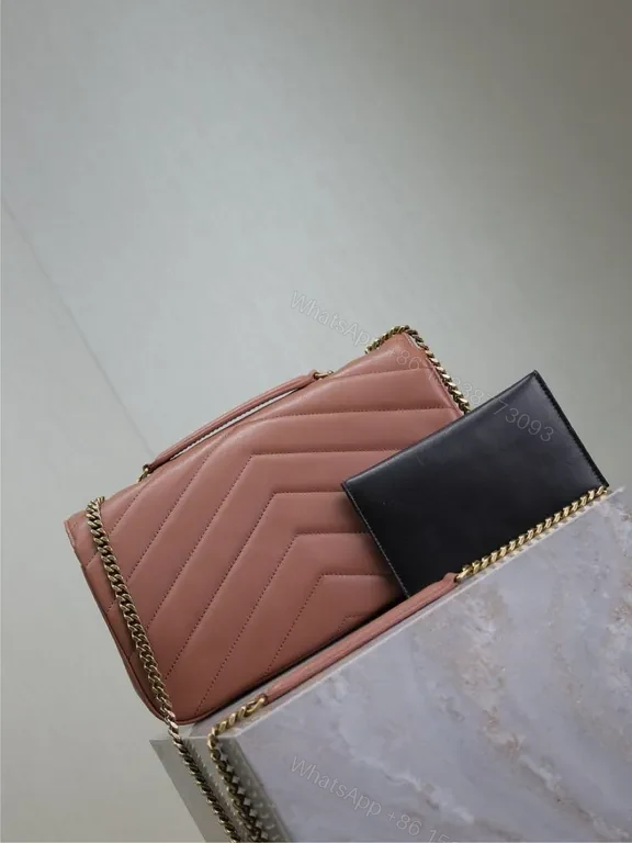 View 8 of Chic Quilted Bag + Cardholder Set: Blush Pink YSL Duo
