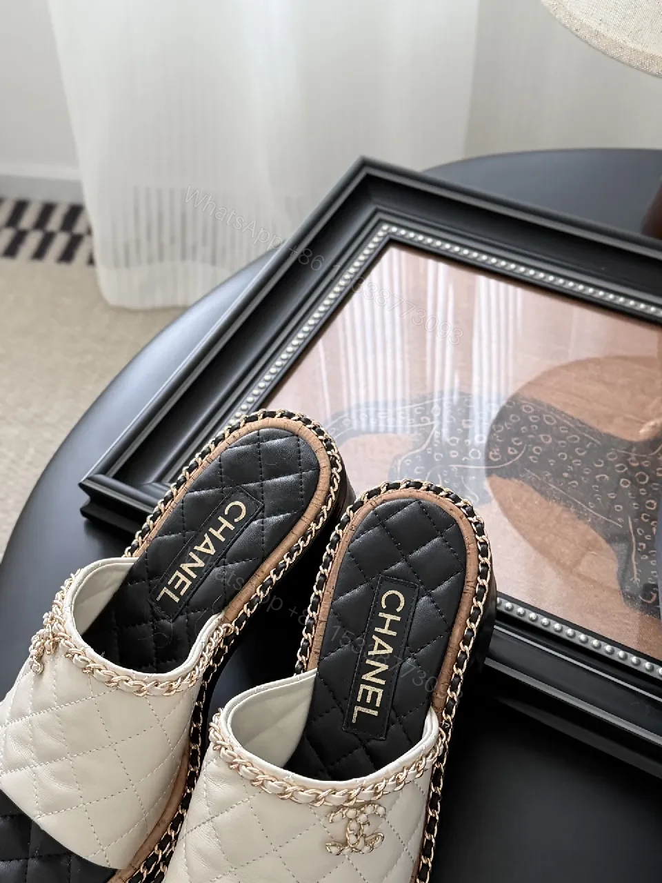 View 9 of Quilted Mule with Chain Trim – Luxury Comfort Slide
