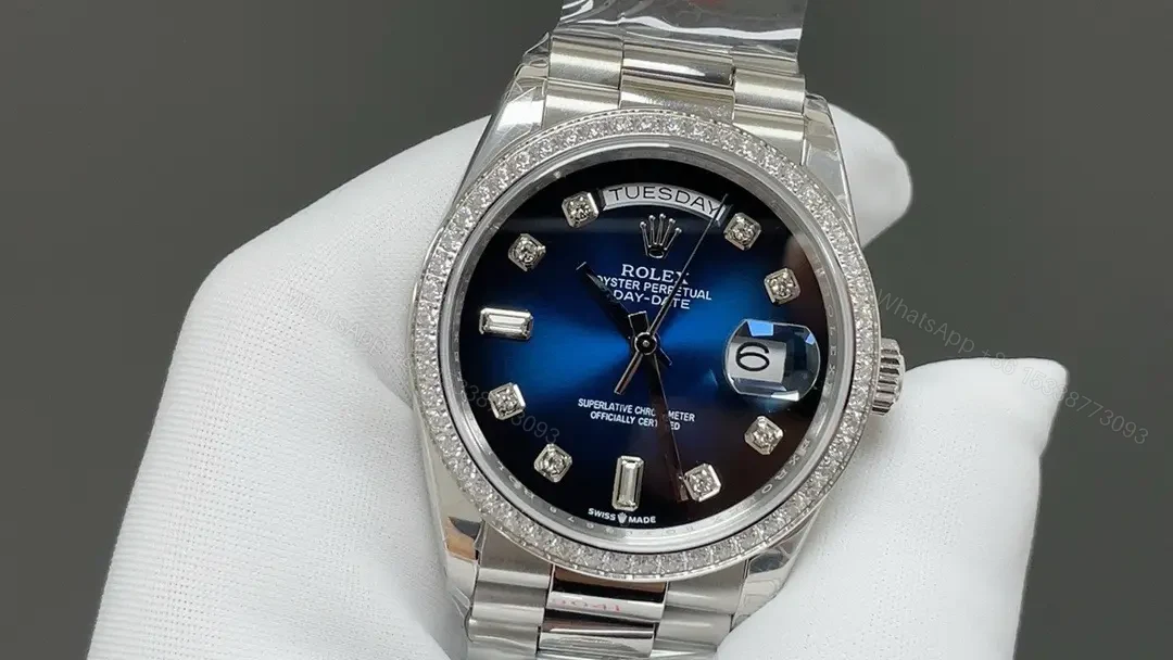 View 3 of Rolex Day-Date 36 Platinum – Baguette Blue Ombré President 128396TBR-0008