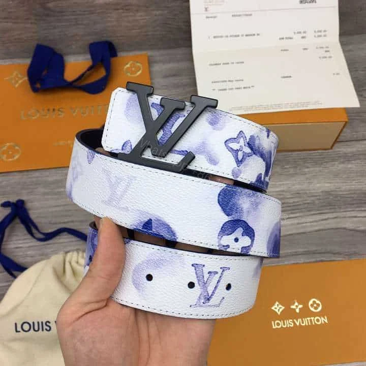 View 7 of LOUIS VUITTON SHAPE 40MM REVERSIBLE BELT WATERCOLOR BLUE – B80
