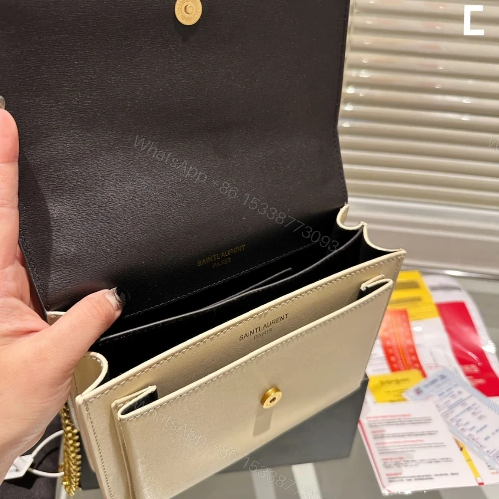 View 7 of Saint Laurent Sunset Medium Chain Bag In Smooth Black And Beige 22Cm 442906D42EW1089