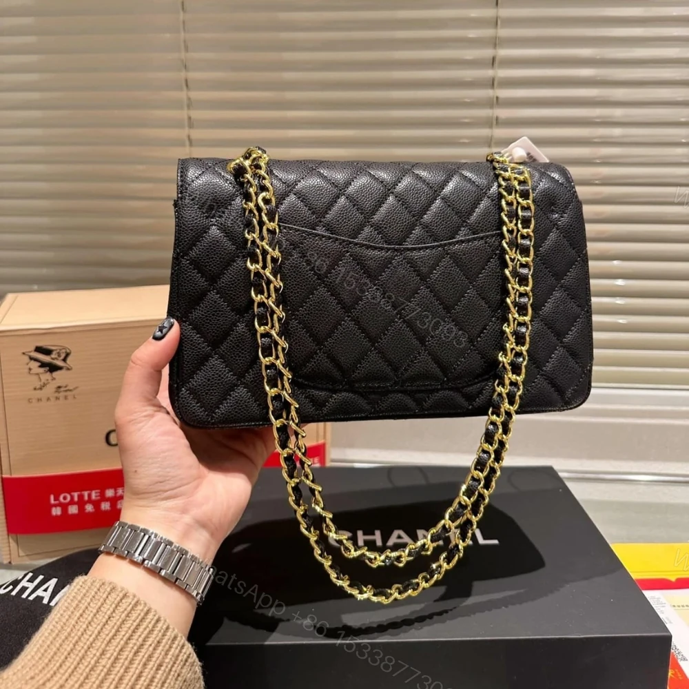 View 7 of Chanel Medium Classic Handbag Grained And Gold Tone Metal Black 26Cm