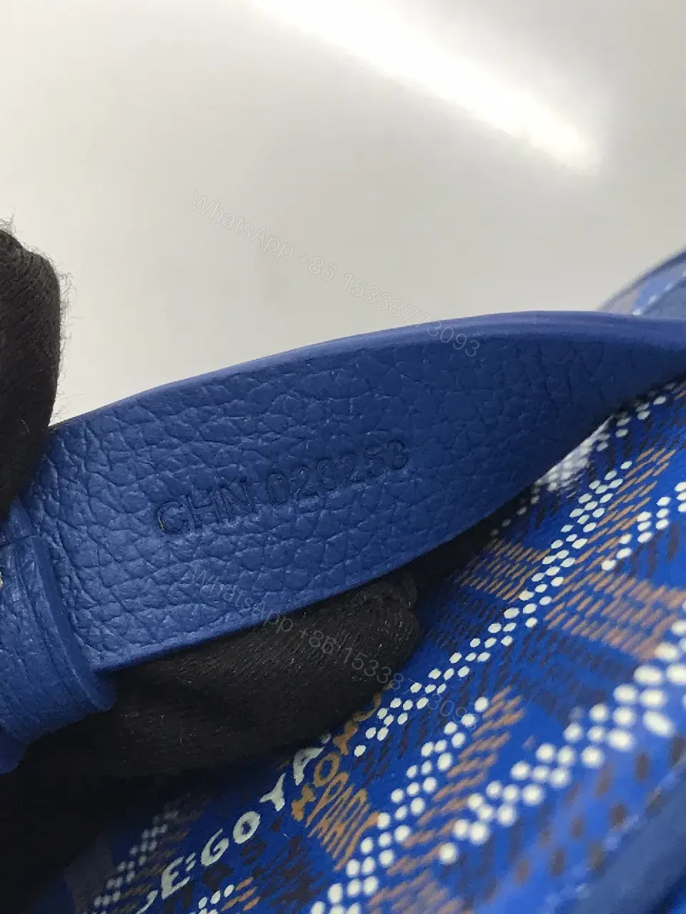 View 5 of Blue Patterned Structured Icon Bag - Durable Everyday Luxe Bag