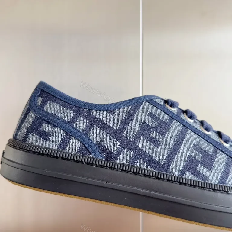 View 8 of Denim-Texture Fendi Sneakers: Luxe Monogram, All-Day Comfort