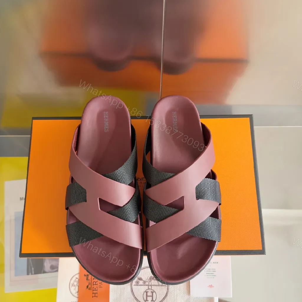 View 5 of Bold Burgundy Vegan Leather Sandals – Architectural Straps, All-Day Comfort