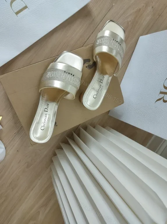 View 6 of Champagne Dior Minimalist Slides - Satin Strap, Luxury Comfort