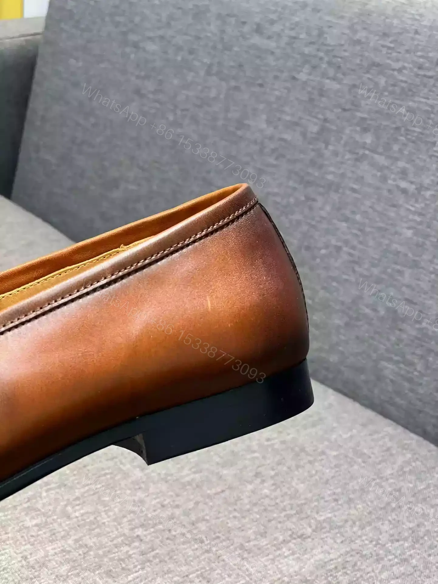 View 9 of GUCCI LEATHER LOAFER WITH DOUBLE G AND WEB IN BROWN – LDG26