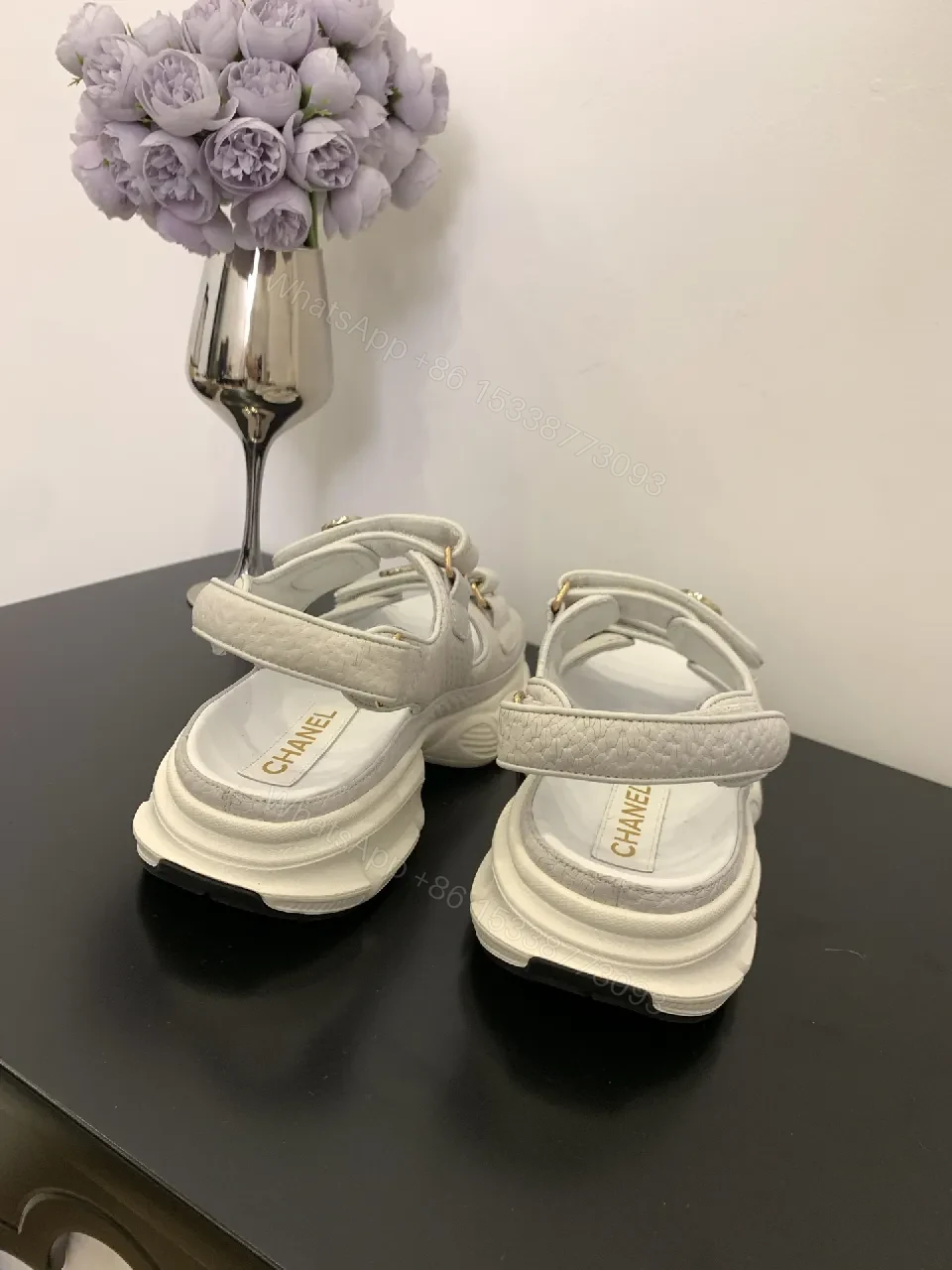 View 5 of White Uppers Platform Sandals: Elevated Comfort & Signature Detailing