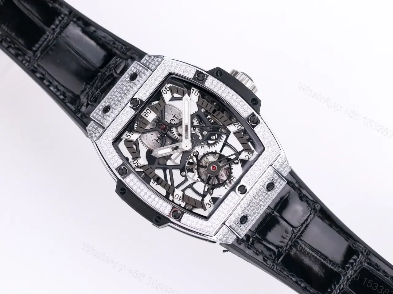 View 7 of Hublot Masterpiece Series 906 Tourbillon Watch Custom HUB 9006 Manual Wind Movement 18K Rose Gold/Platinum Plated Stainless Steel Case