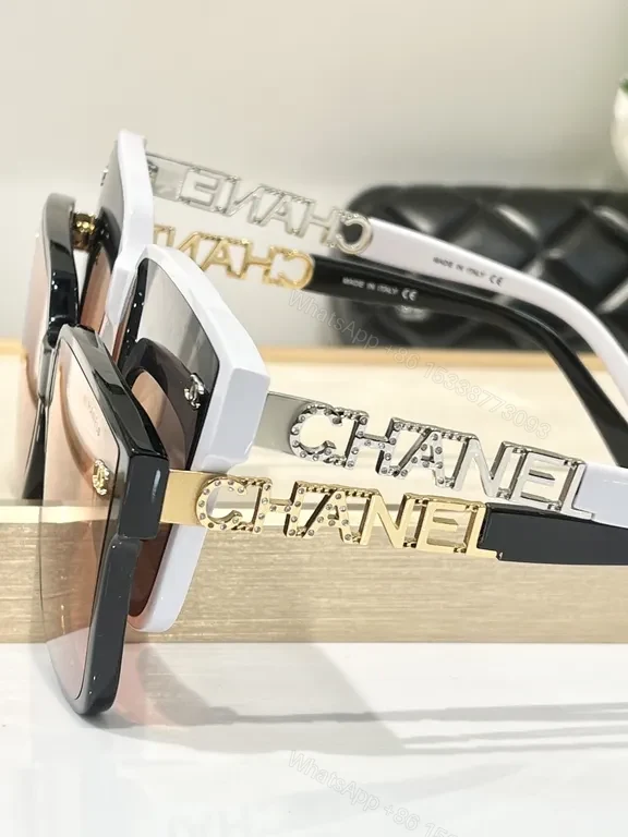 View 9 of White Acetate Oversized Sunglasses - CHANEL-Inspired Luxury Comfort