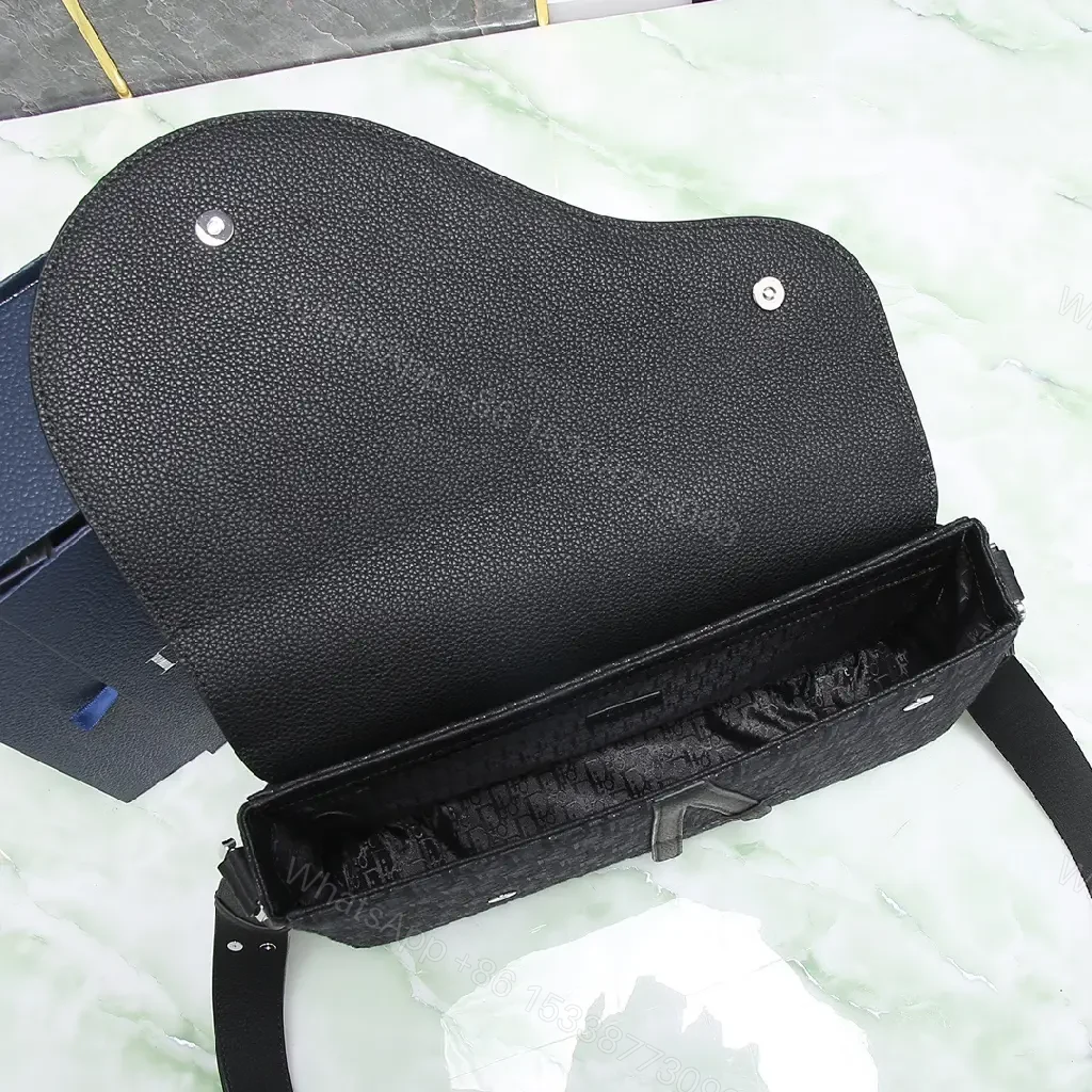 View 7 of Chic Black Monogram Crossbody with Textured Leather Flap