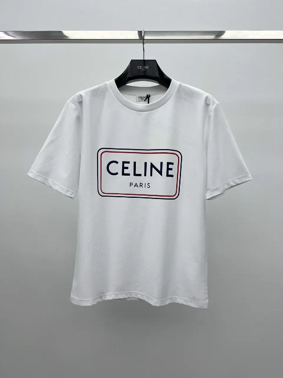 White Cotton Luxe Tee, Logo-Front, Casual Luxe T-Shirt — view 1