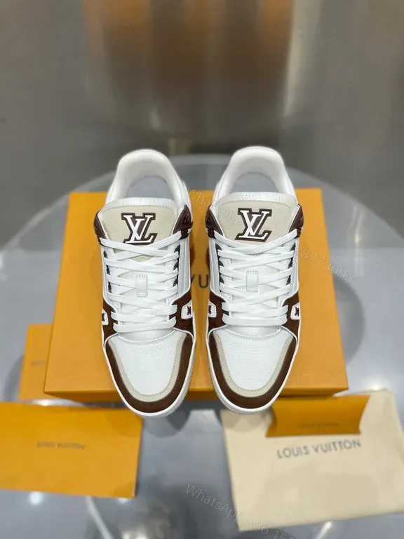 White Leather LV-Influenced High-Tops | Luxury All-Day Comfort Sneakers — view 1