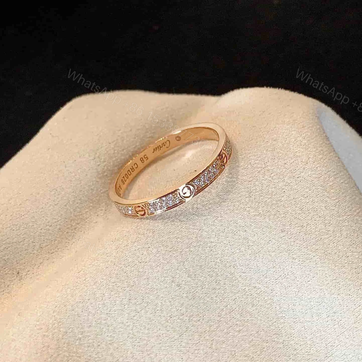View 3 of Cartier Rose Gold Love Ring Pave Diamond 2.6mm B4218152