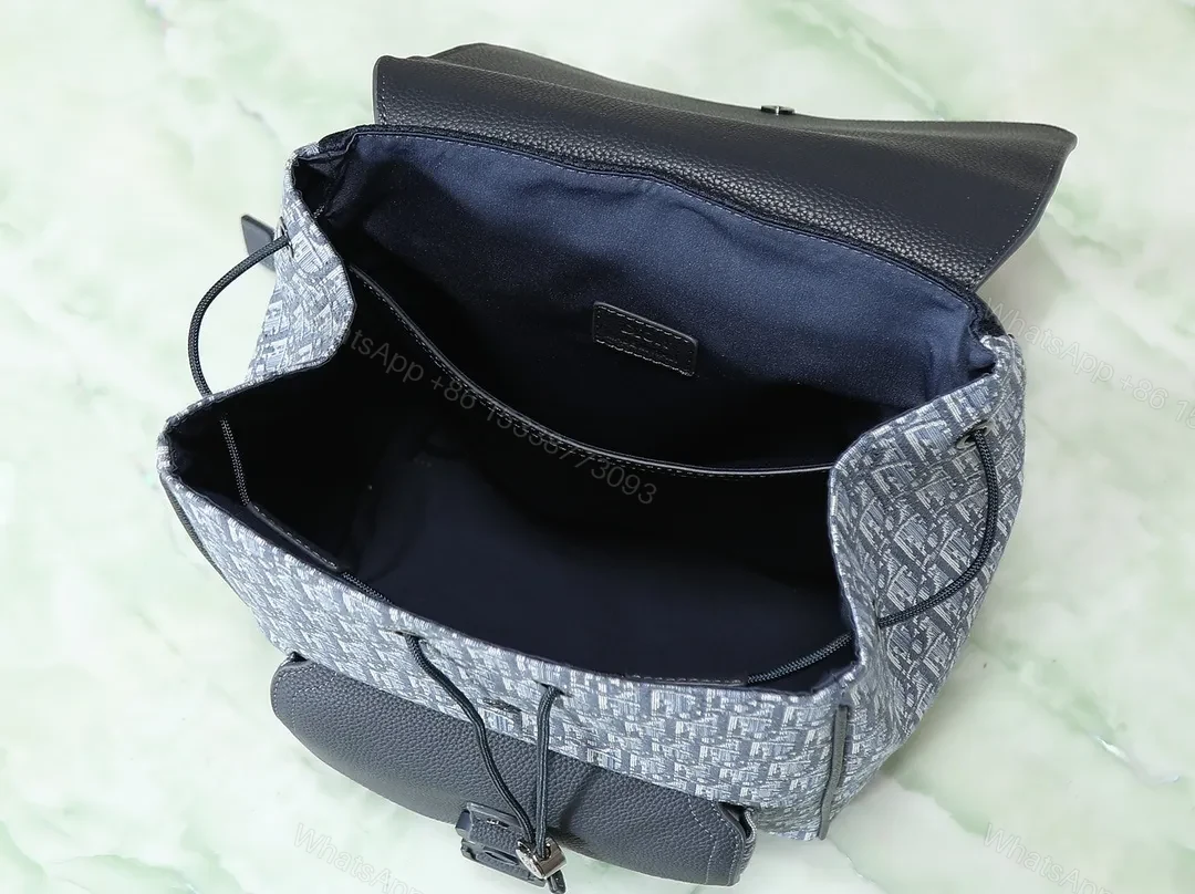 View 3 of Structured Pattern Leather-Accent Backpack for Everyday Luxury