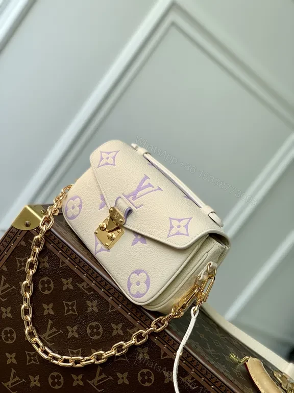 View 6 of Lavender LV-Accent Canvas Mini Bag with Chain Strap