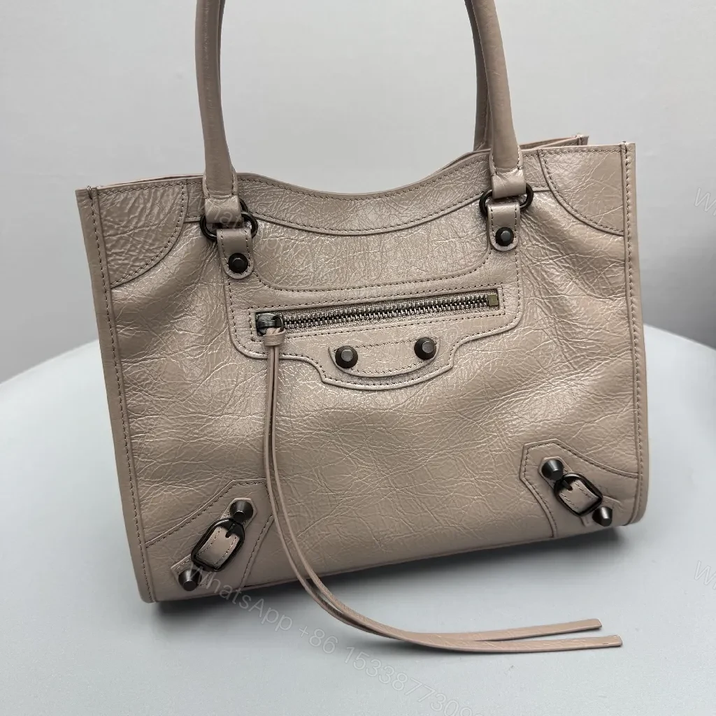View 3 of Pebbled Leather Tote: City-Chic, Gunmetal Hardware, Crossbody-ready