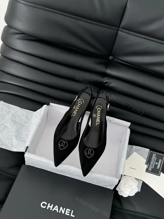 Chanel-Style Black Suede Slingbacks: Luxe Everyday Heels — view 1