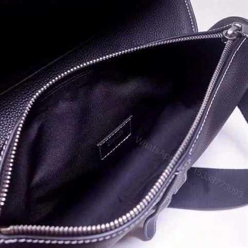 View 4 of SADDLE BAG NAVY GRAINED CALFSKIN