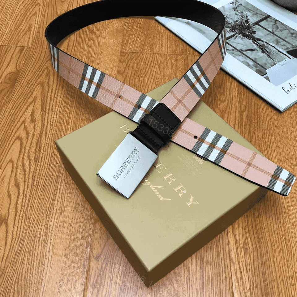 View 3 of BURBERRY PLAQUE BUCKLE VINTAGE CHECK E-CANVAS BELT – B23