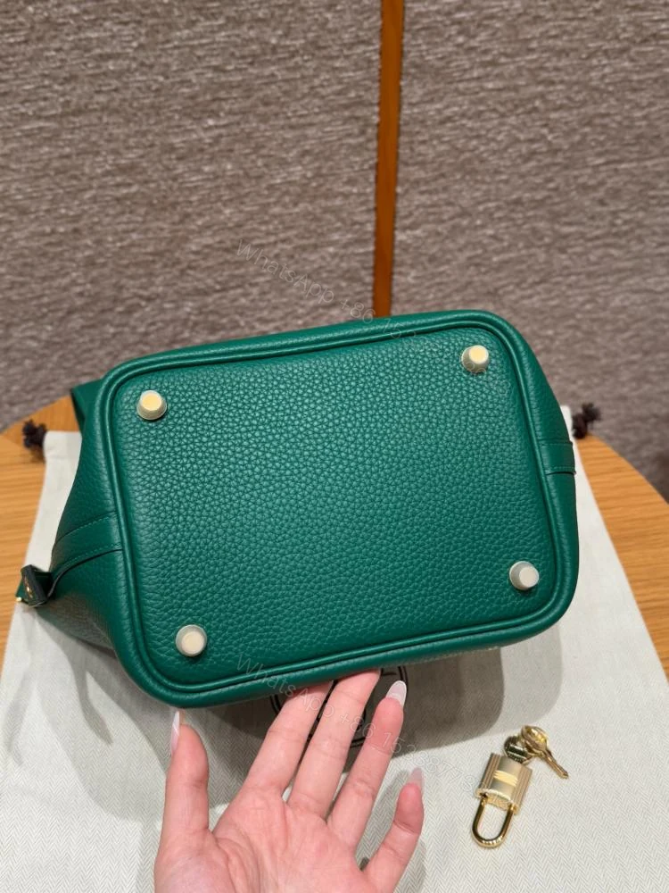 View 4 of Hermes Togo leather green with gold hardware 18cm