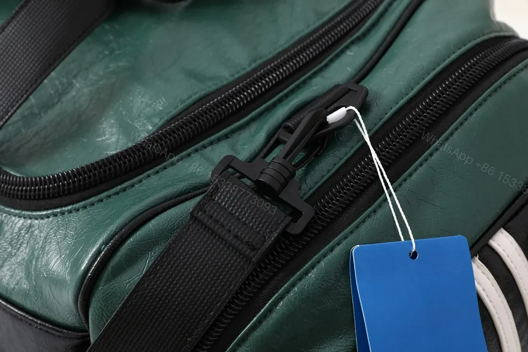 View 5 of Bold Black-Emerald Contrast Weekender, Iconic Three-Stripes Finish