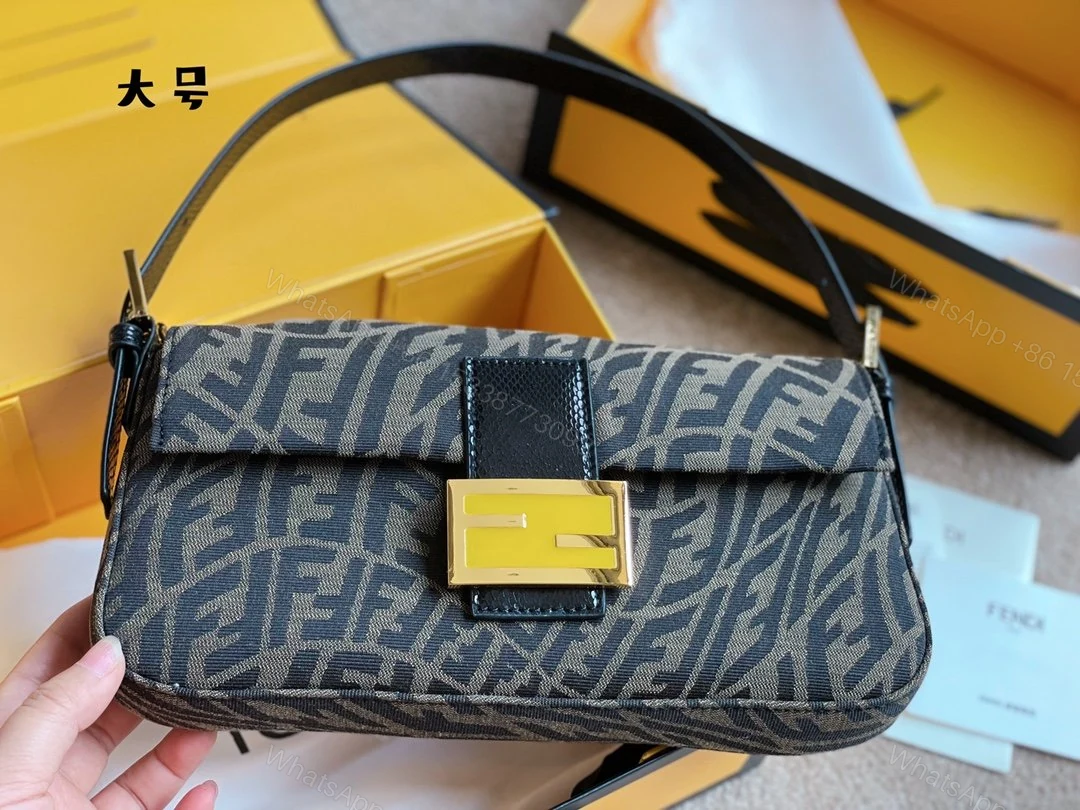 View 3 of Fendi Women Baguette 1997 Brown Jacquard FF Vertigo Bag