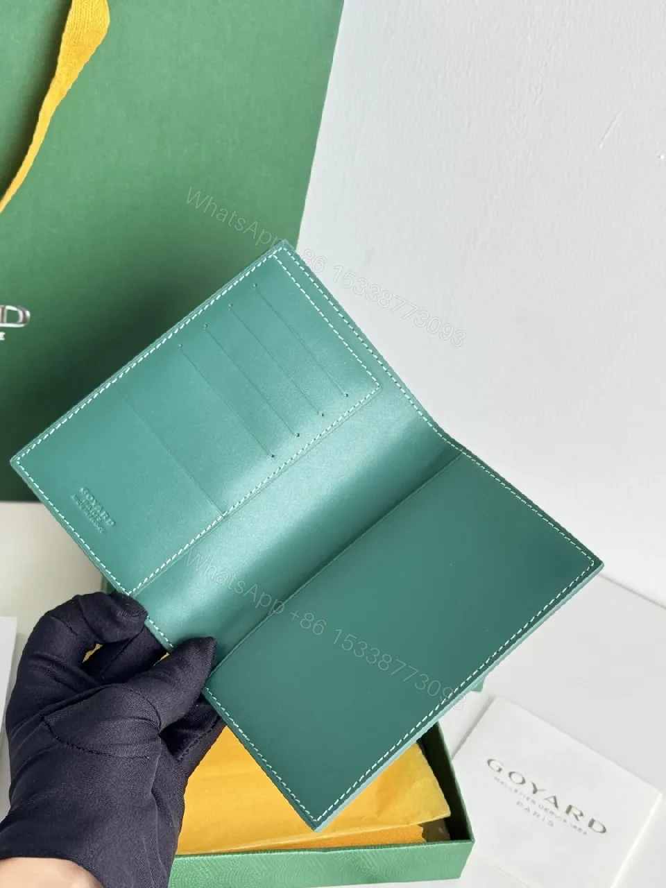 View 3 of Green Canvas Compact Wallet – Signature Pattern, Bi-Fold Luxury