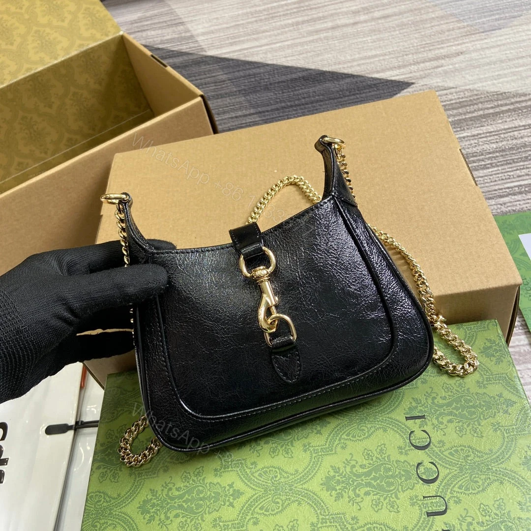 View 8 of JACKIE NOTTE MINI BAG 19 IN BLACK CRACKED LACQUER CALFSKIN GOLD HARDWARE