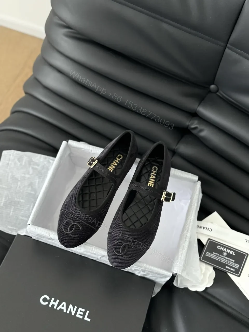 Knit Mary Jane Flats - Luxe Black, Subtle Logo, Comfort — view 1