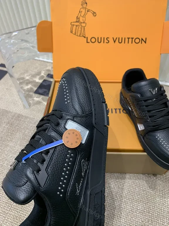 View 9 of Bold Leather LV-Style High-Top Sneaker, Luxury Comfort