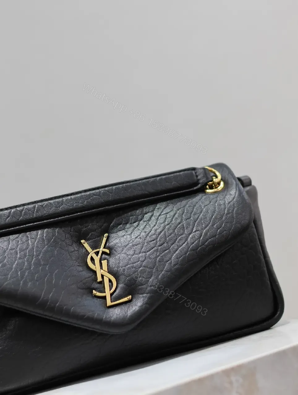 View 10 of Chic Pebble Leather Satchel: Gold Hardware Bag Adjustable-네요