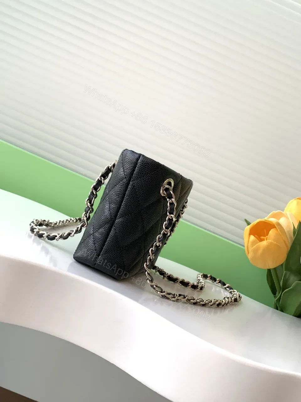 View 8 of Small-Structured Quilted Bag with Iconic Chain Strap