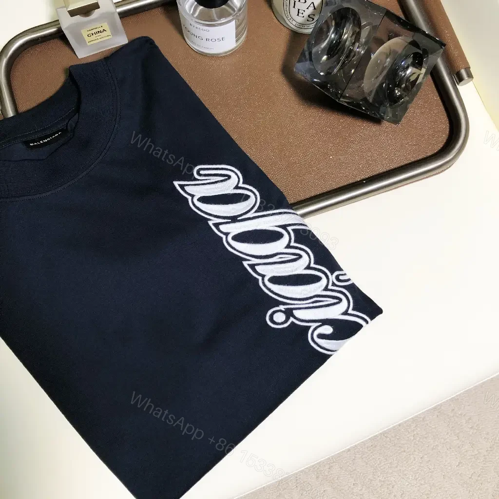 View 9 of Black Cotton Script Balenciaga Tee