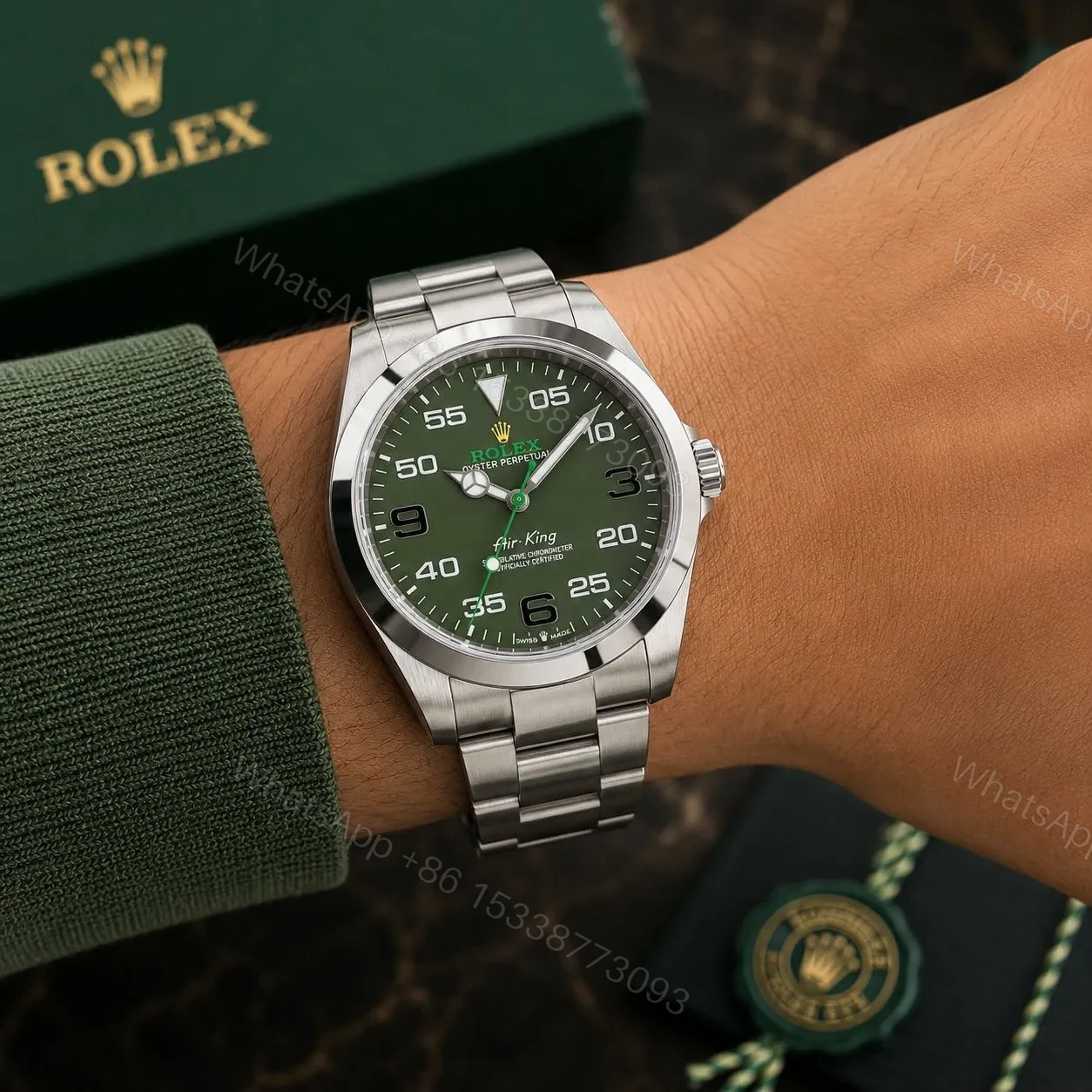 View 3 of Rolex Air-King Olive Green Aviation-Inspired Dial