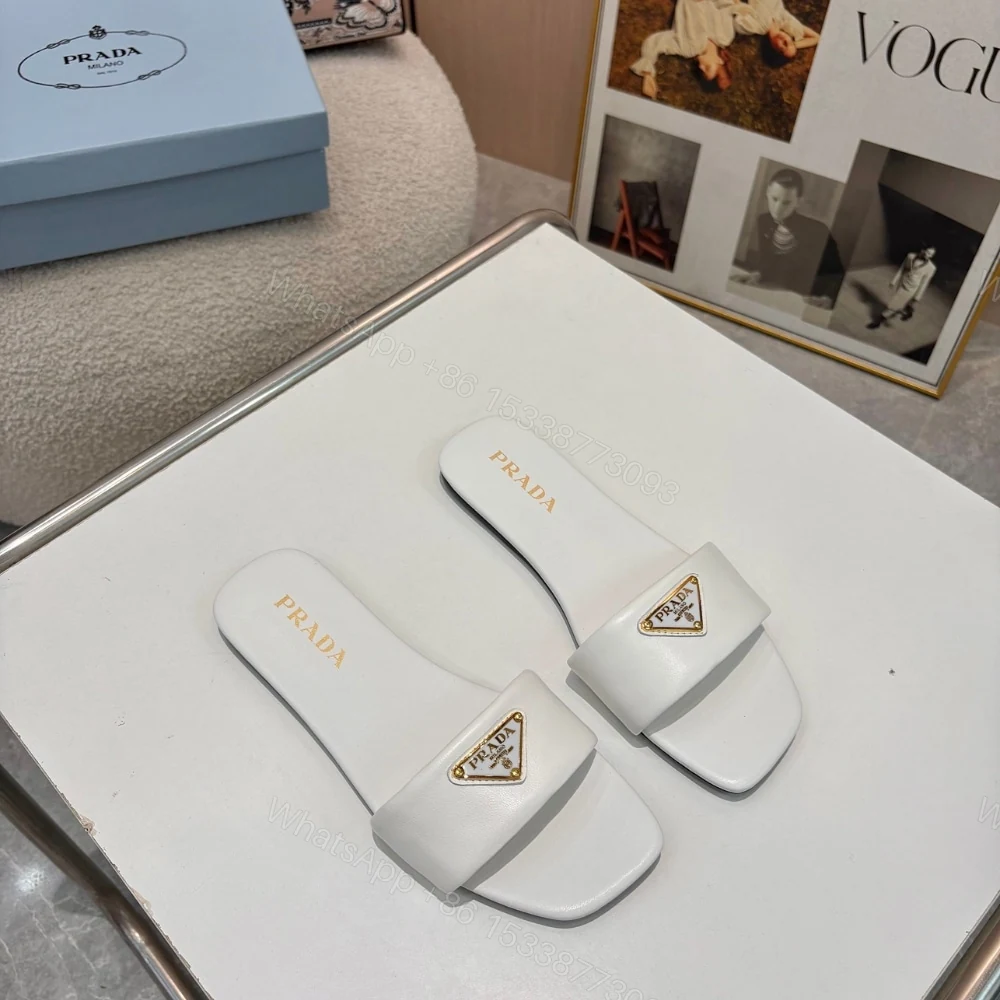 View 2 of PRADA LEATHER SLIDES WHITE 1XX355 070 F0009 F D005