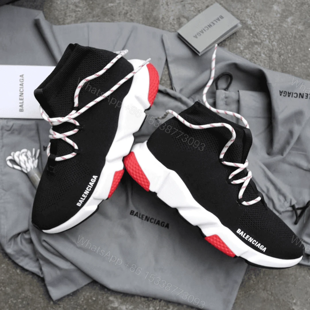 View 4 of BALENCIAGA SPEED TRAINER LACE UP BLACK RED – BB015