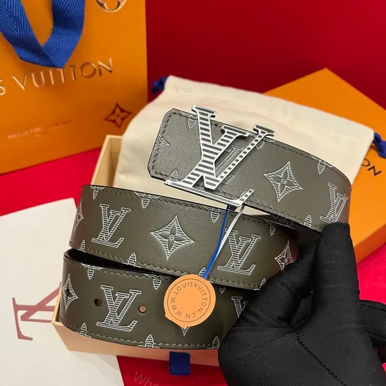 View 3 of Olive LV-Influenced Belt: Monogram Modern, Premium Craft