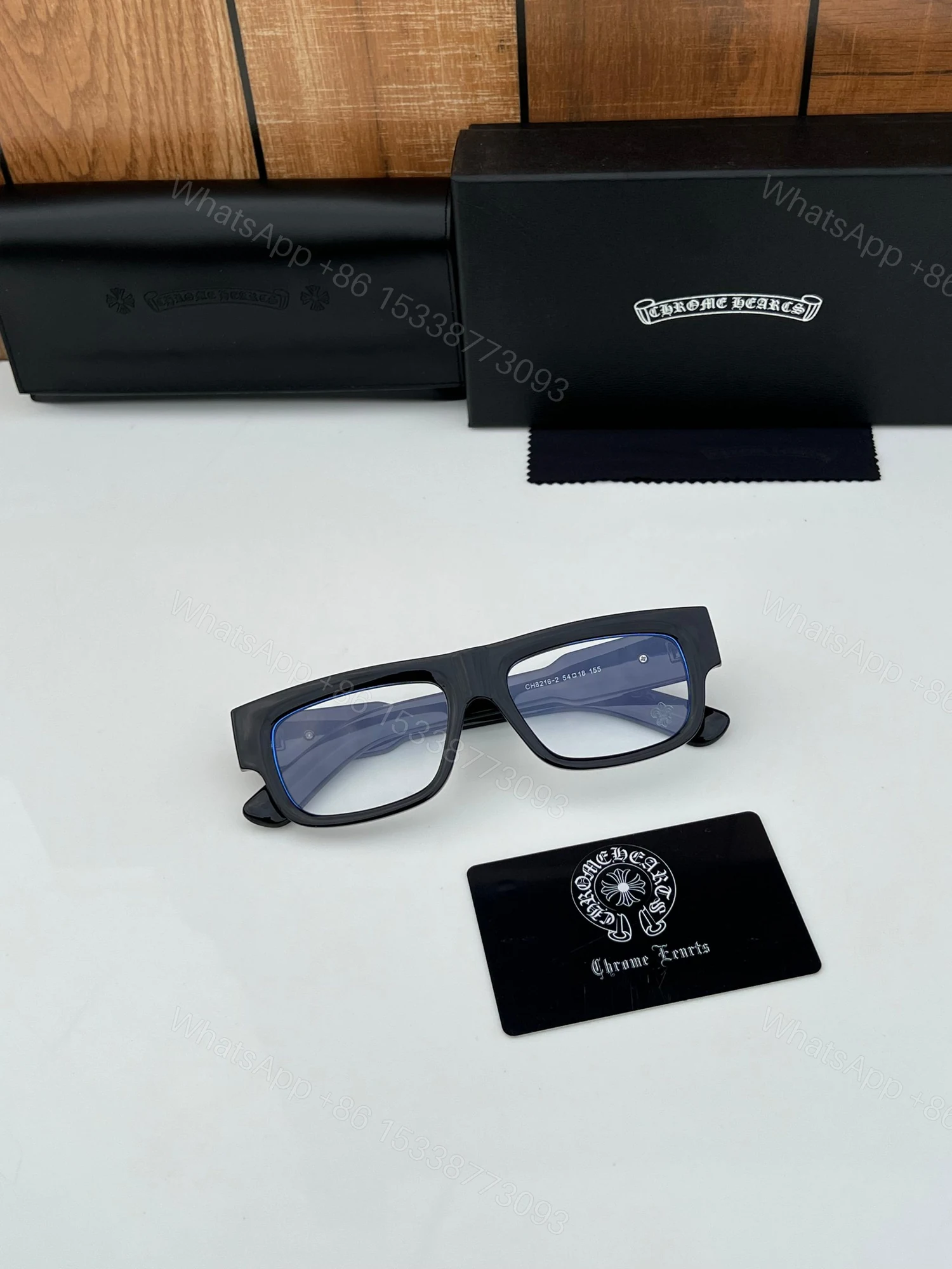 View 5 of FIRST COPY Chrome heart 8216 black plano sunglasses