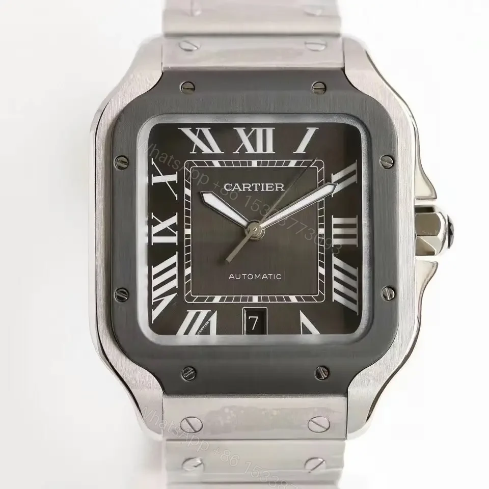 View 2 of Cartier super clone Santos Brown Dial Steel Bracelet Premium 40MM RG-CARTIER-SANTOS-BRN-STL-40
