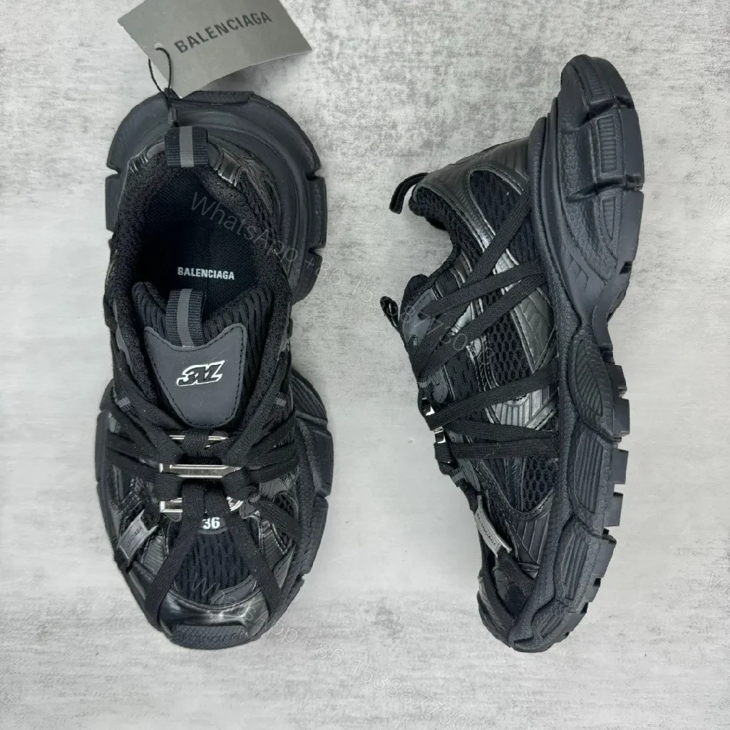 View 9 of Black Premium Knit-Upper High-Tops with Straps and Hardware