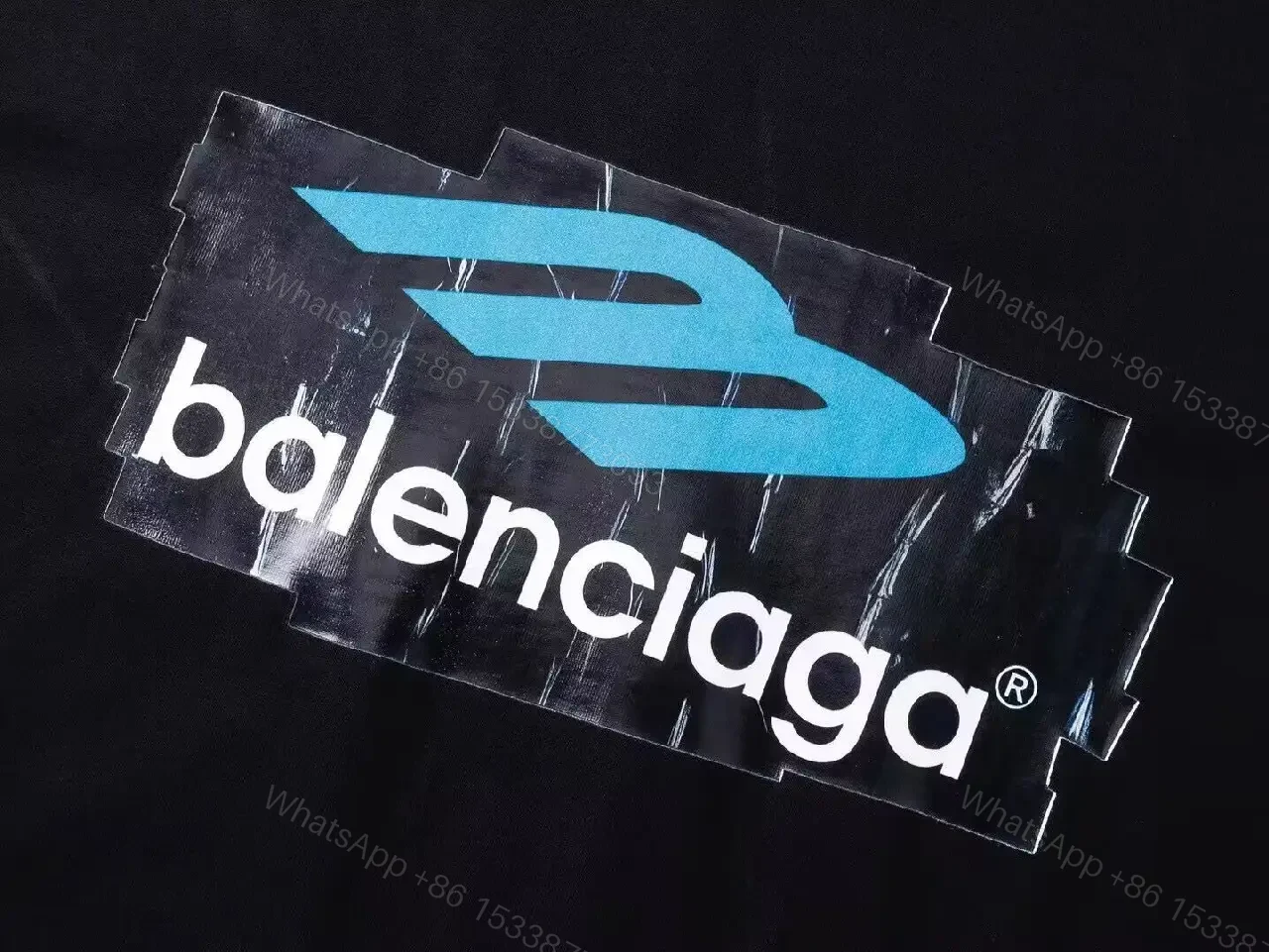 View 7 of Black Cotton Tee - Modern Luxe Graphic Patch Tee