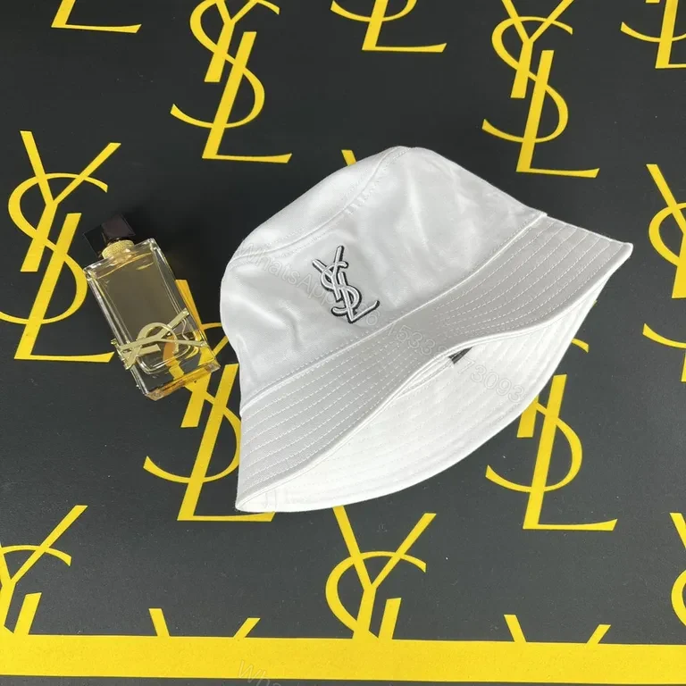 View 2 of Taupe-Brown YSL-Influenced Structured Bucket Hat