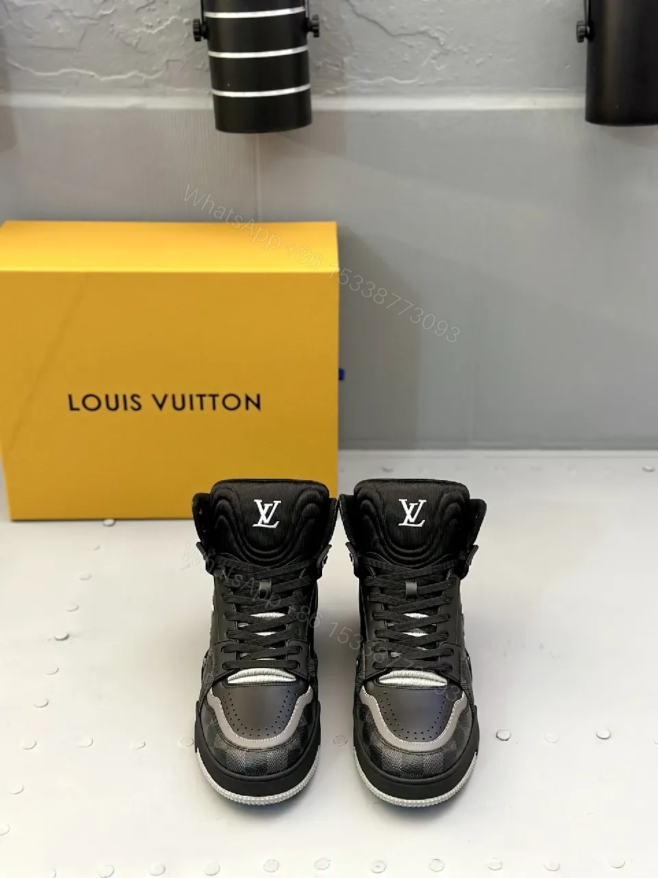 View 4 of Black Leather High-Top Sneaker: Structured, Modern Comfort