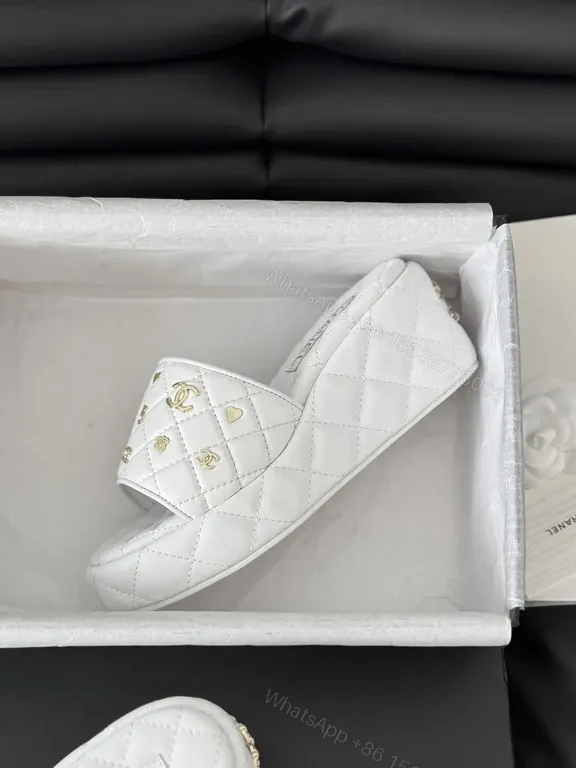 View 7 of Chanel-Inspired Quilted White Slides: All-Day Comfort