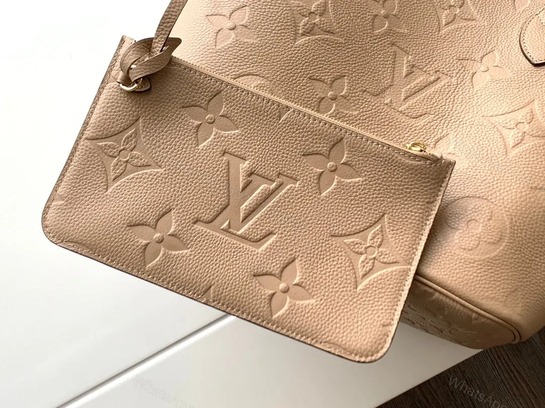 View 8 of LV NEVERFULL MM 32 BEIGE MONOGRAM EMPREINTE LEATHER