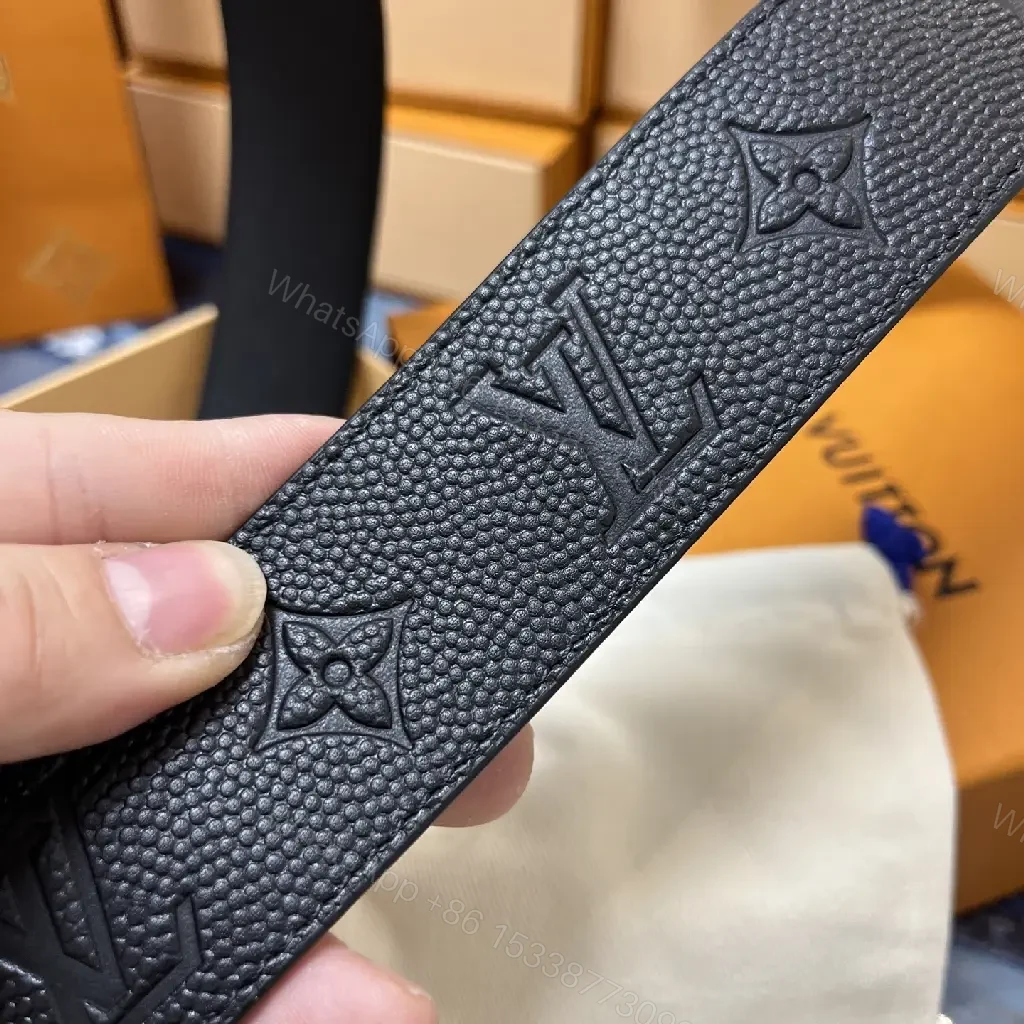 View 10 of Modern Leather Belt with Monogram Texture