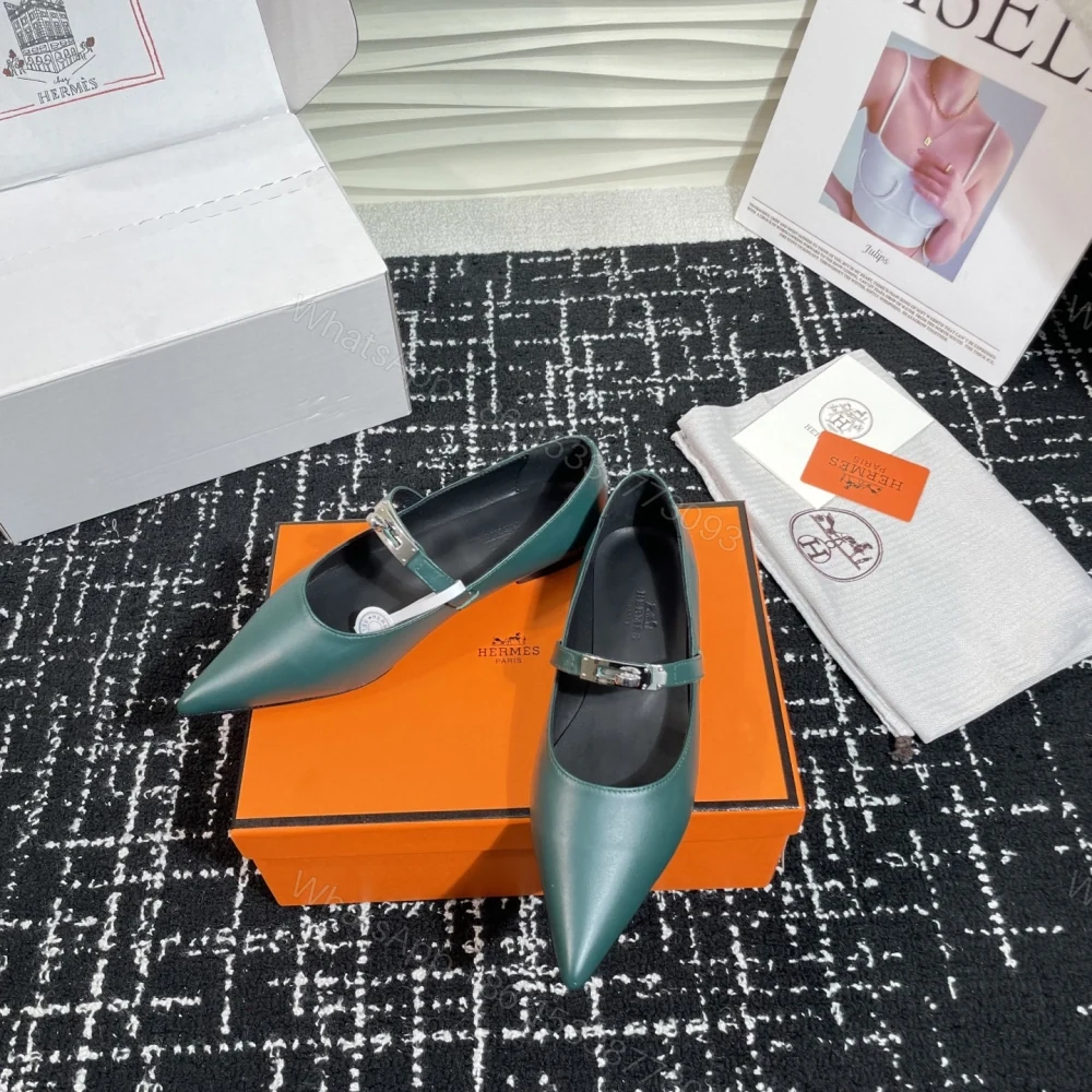View 4 of 高仿Hermes*Kelly系列H251002Z05小牛皮休閒單鞋祖母綠免檢版